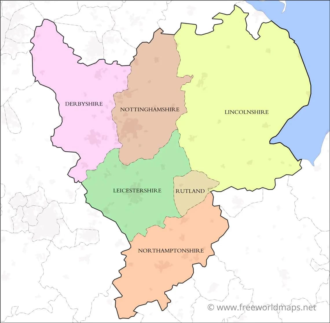 Map of East Midlands